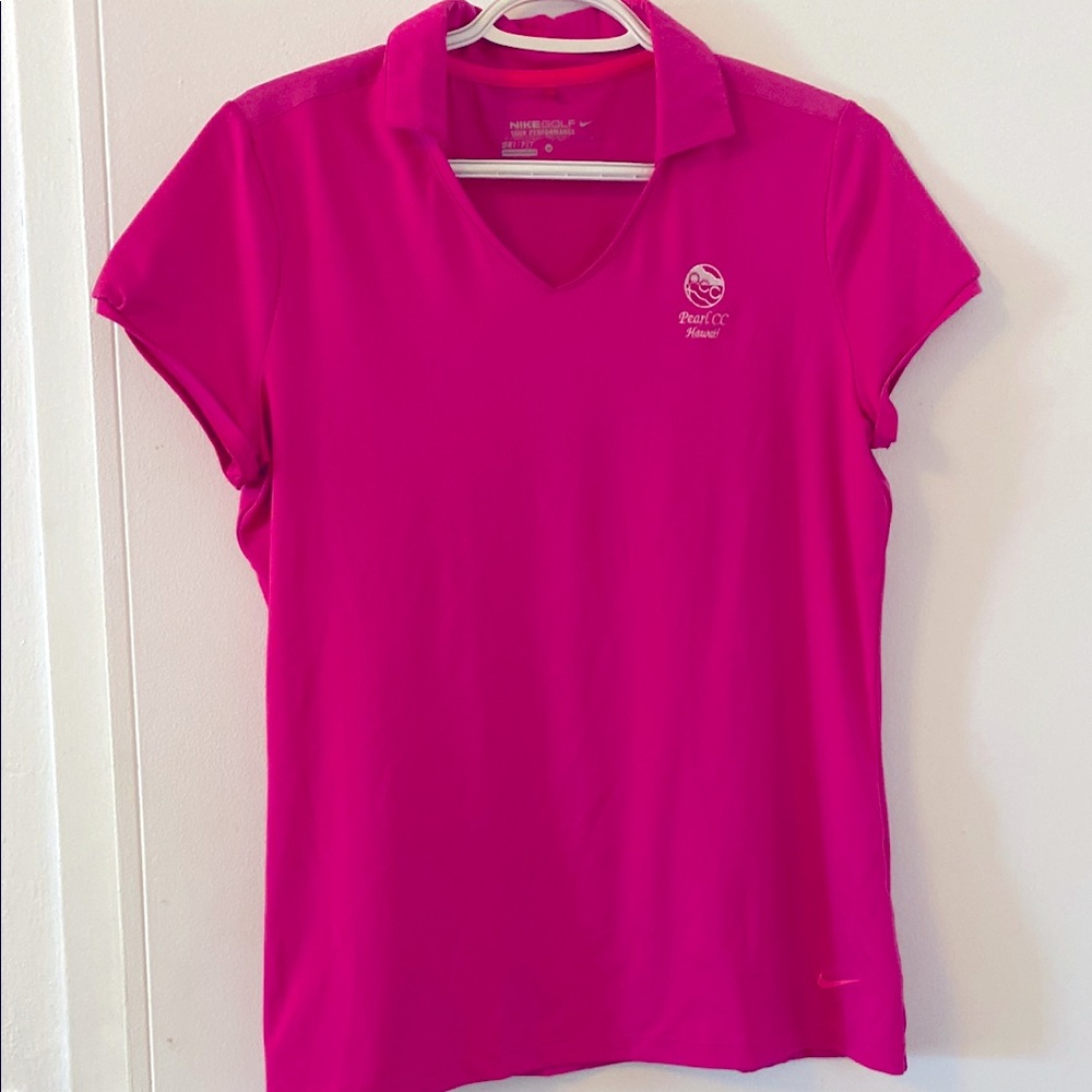 Nike Pink Fitted Polo Shirt Short Sleeve size medium